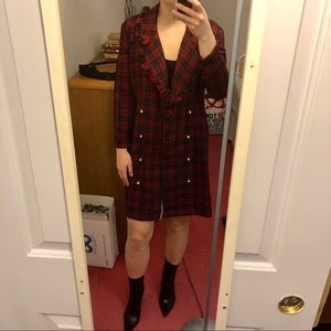 red tartan blazer dress